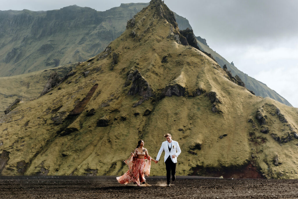 Detail of Mauli's elopement outfit with natural elements 