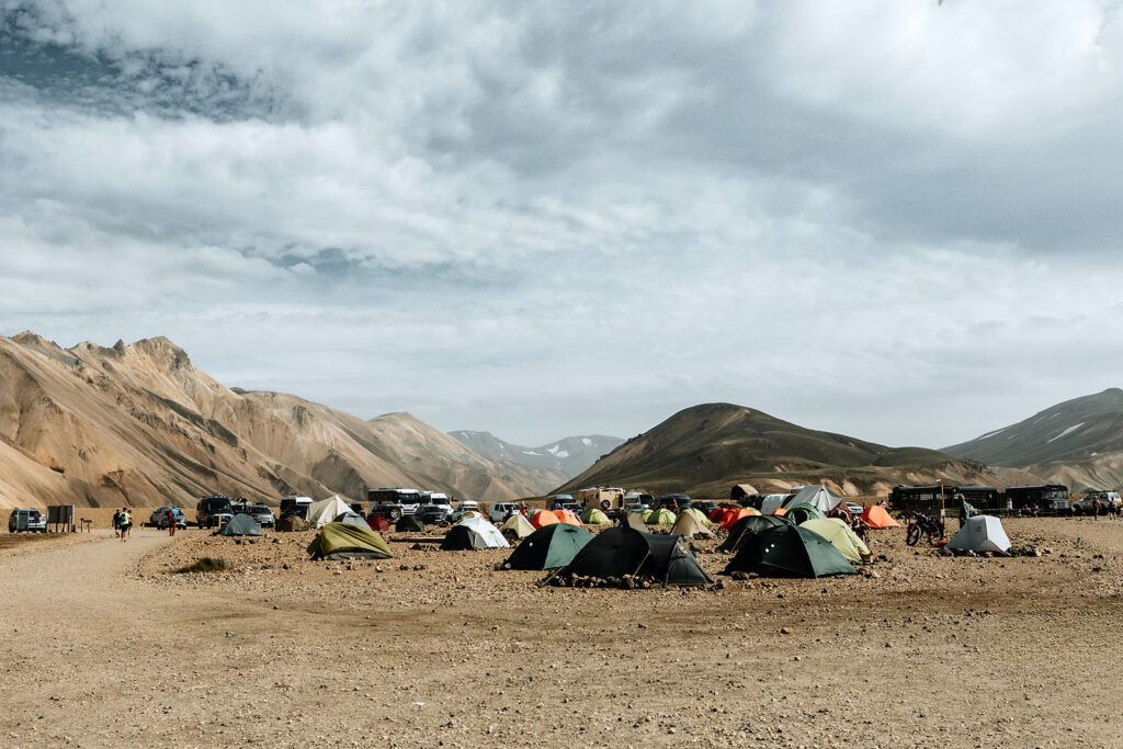 Colourful mountains around the Landmannalaugar base camp in the Icelandic Highlands
