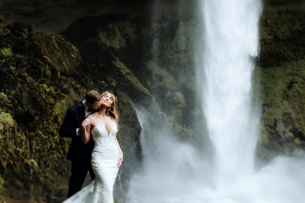 Tracie and Jay embracing in the Icelandic Highlands during their two-day elopement
